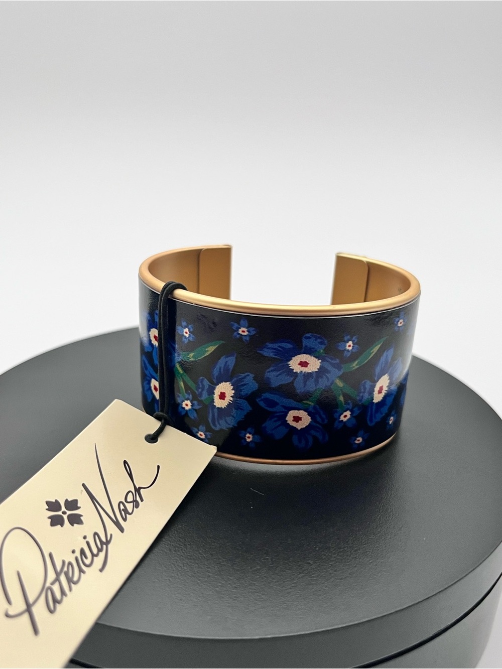 PATRICIA NASH Gold Elleta Floral Leather Cuff Bracelet